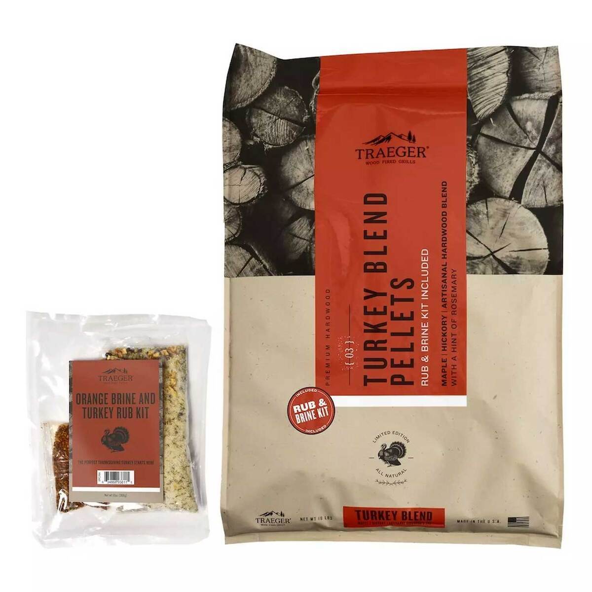 Traeger Limited Edition Turkey Blend Wood Pellets and Brine Kit - 18lbs Traeger Limited Edition Turkey Blend Wood Pellets and Brine Kit - 18lbs