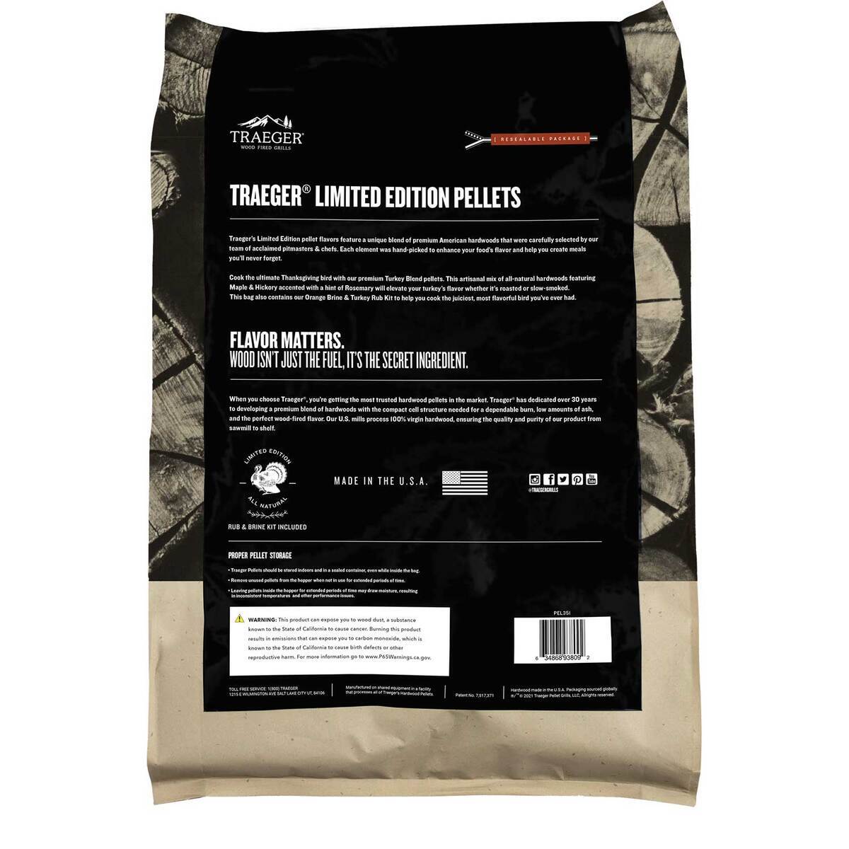 Traeger Limited Edition Turkey Blend Wood Pellets and Brine Kit - 18lbs Traeger Limited Edition Turkey Blend Wood Pellets and Brine Kit - 18lbs