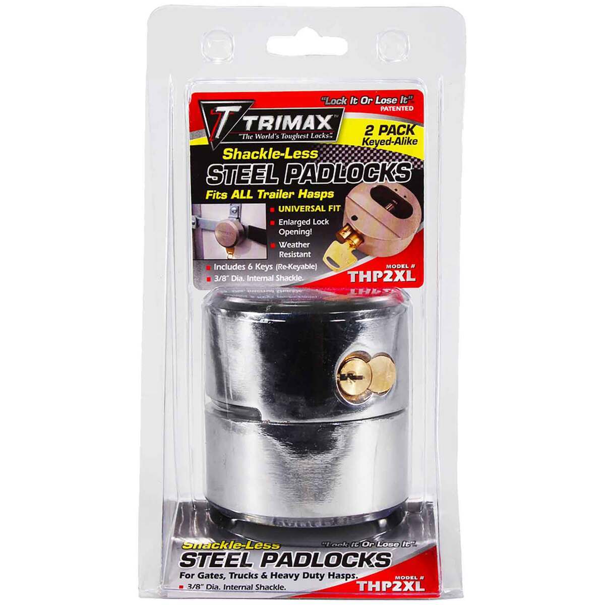 Trimax 2-Pack Keyed Alike Steel Padlocks - Silver Trimax 2-Pack Keyed Alike Steel Padlocks - Silver