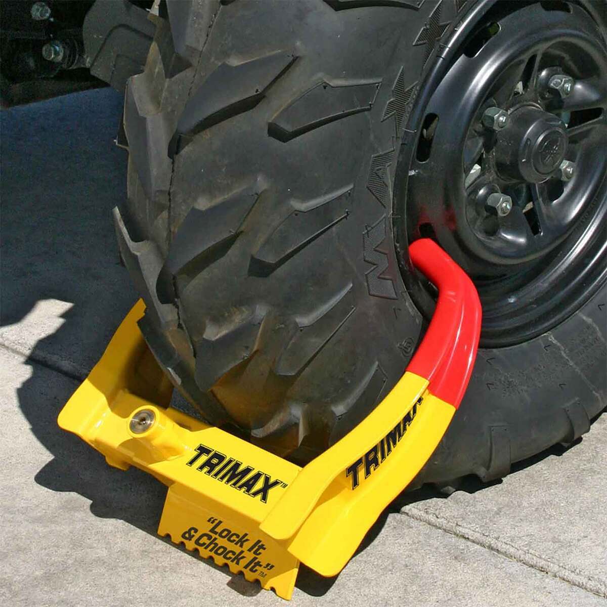 Trimax Deluxe Universal Wheel Chock Lock - Yellow/Red Trimax Deluxe Universal Wheel Chock Lock - Yellow/Red