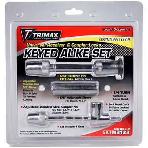 Trimax Stainless Steel Universal Keyed Alike Receivers and Coupler Lock Set Trimax Stainless Steel Universal Keyed Alike Receivers and Coupler Lock Set