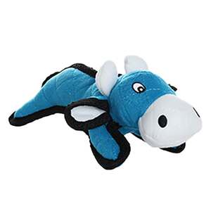 Tuffy Jr Barnyard Cow Blue Plush Dog Toy