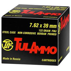 TulAmmo 7.62x39mm Russian 122gr FMJ Rifle Ammo - 40 Rounds