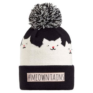 Turtle Fur Girls' #Meowntains Pom Beanie - Black - One Size Fits Most