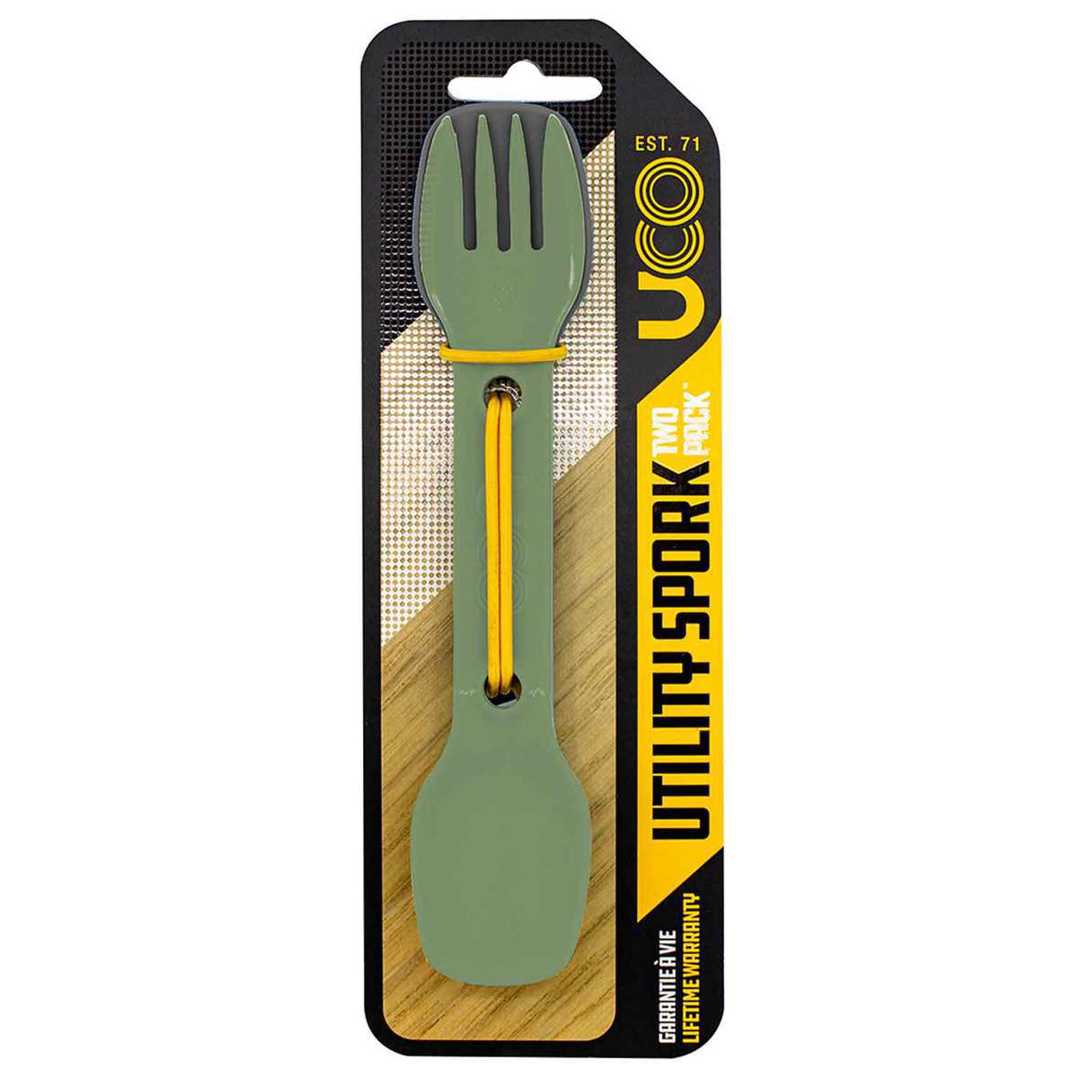 UCO 2 Pack Utility Spork with Tether - Green/Charcoal - Green & Charcoal 7in L UCO 2 Pack Utility Spork with Tether - Green/Charcoal - Green & Charcoal 7in L