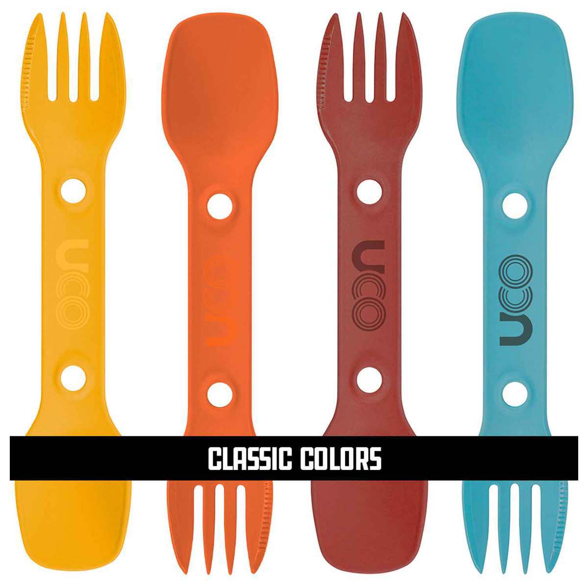 UCO 4 Pack Utility Spork with Tether - Classic 7in L UCO 4 Pack Utility Spork with Tether - Classic 7in L