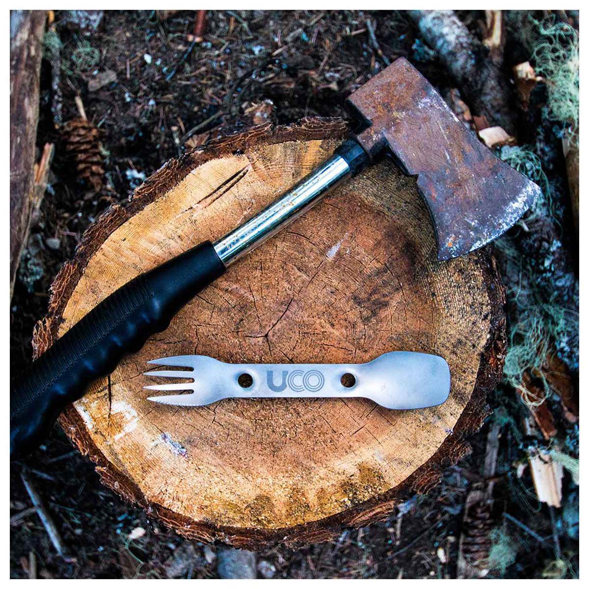 UCO Utility Spork with Tether - Stainless Steel UCO Utility Spork with Tether - Stainless Steel