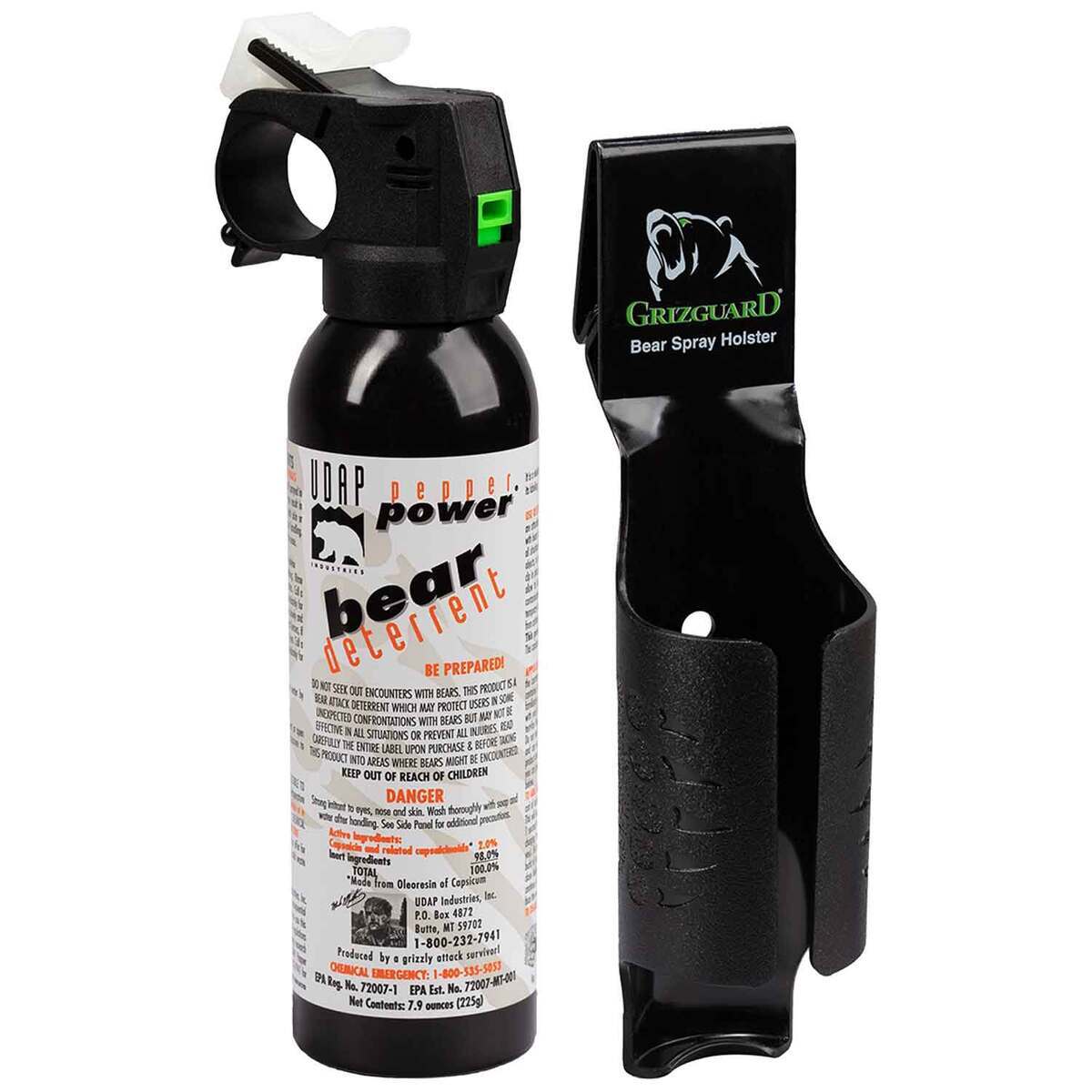 UDAP 7.9oz Bear Spray with GrizGuard Holster - Black 7.9oz UDAP 7.9oz Bear Spray with GrizGuard Holster - Black 7.9oz
