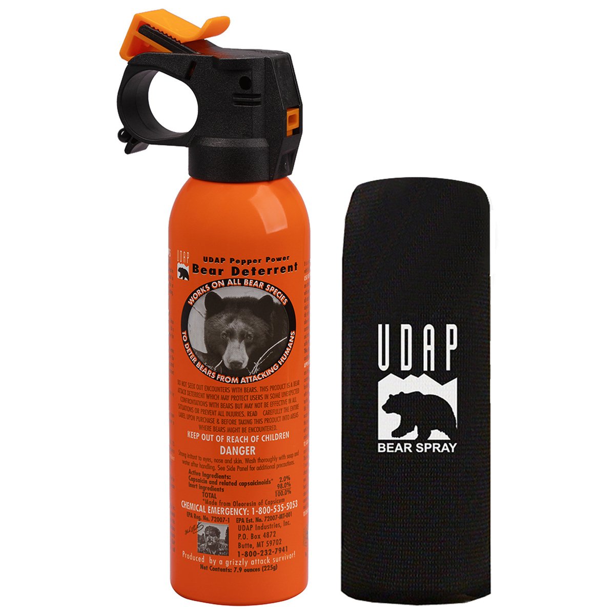 UDAP Bear Spray with Hip Holster - 7.9oz - Orange 7.9oz UDAP Bear Spray with Hip Holster - 7.9oz - Orange 7.9oz
