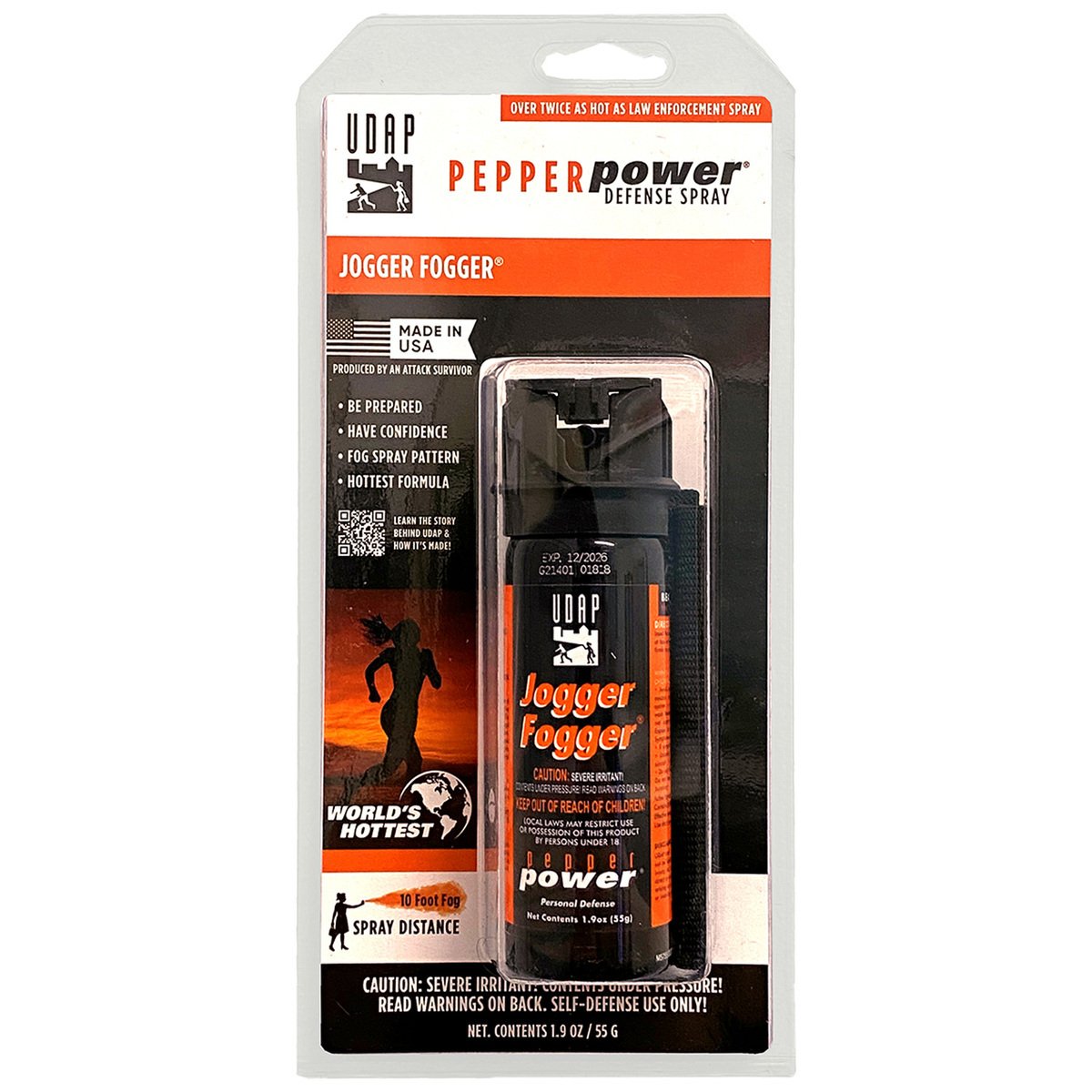 UDAP Jogger Fogger Pepper Spray with Holster - 1.9oz - Black 1.9oz UDAP Jogger Fogger Pepper Spray with Holster - 1.9oz - Black 1.9oz
