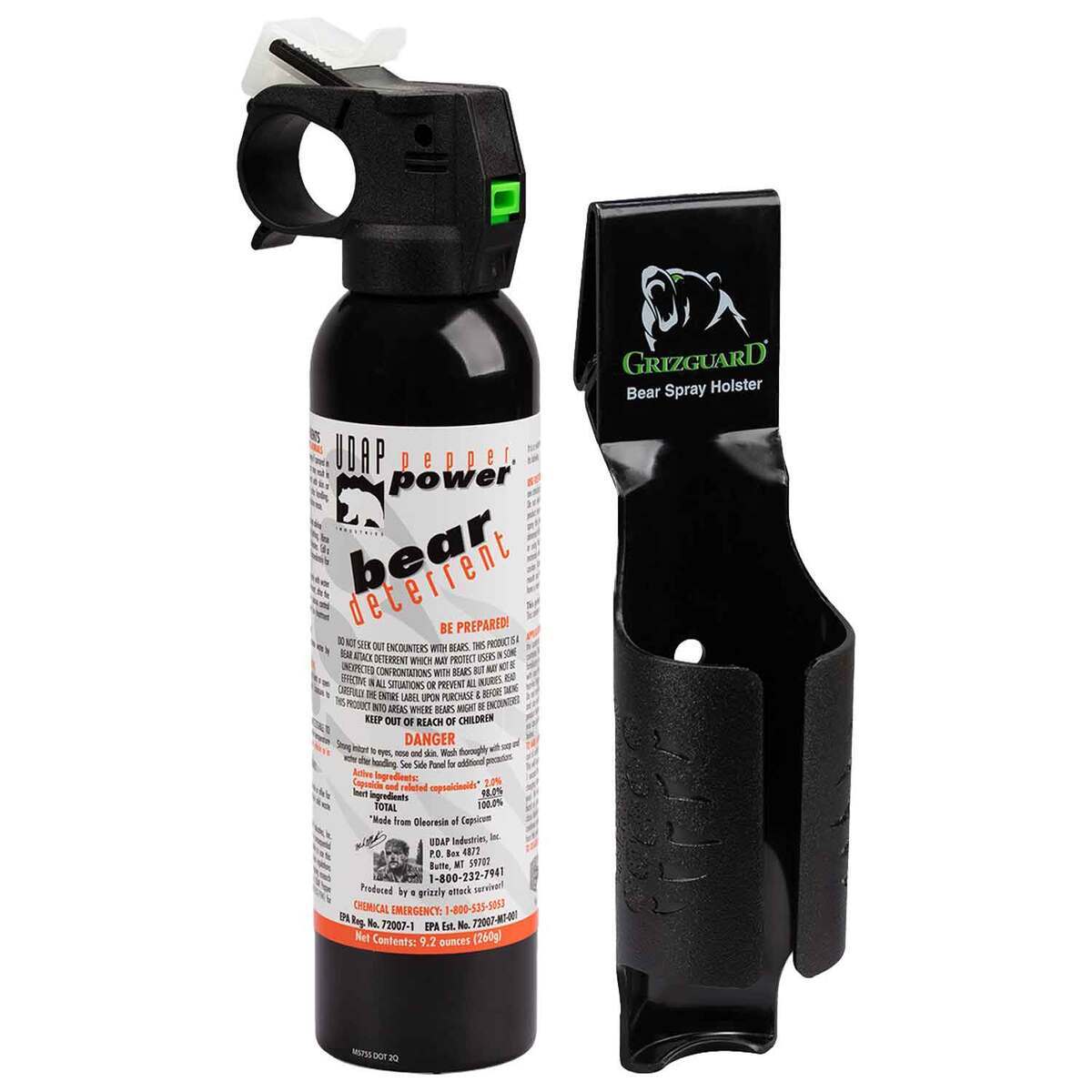 UDAP Magnum Bear Spray With Griz Guard Holster - 9.2oz - Black 9.2oz UDAP Magnum Bear Spray With Griz Guard Holster - 9.2oz - Black 9.2oz