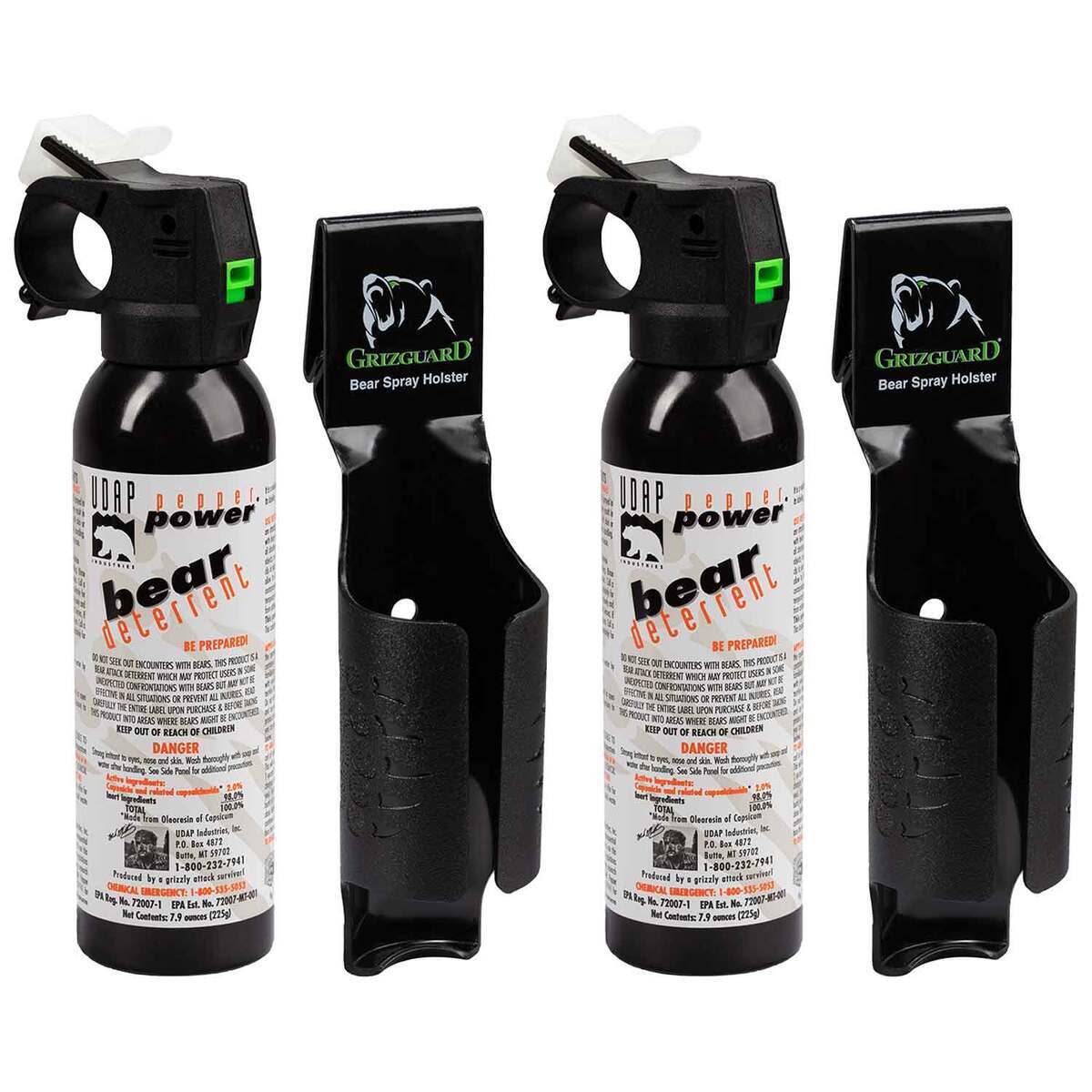 UDAP Safety Bear Spray with Griz Guard Holster - 2 Pack - Black 7.9oz UDAP Safety Bear Spray with Griz Guard Holster - 2 Pack - Black 7.9oz