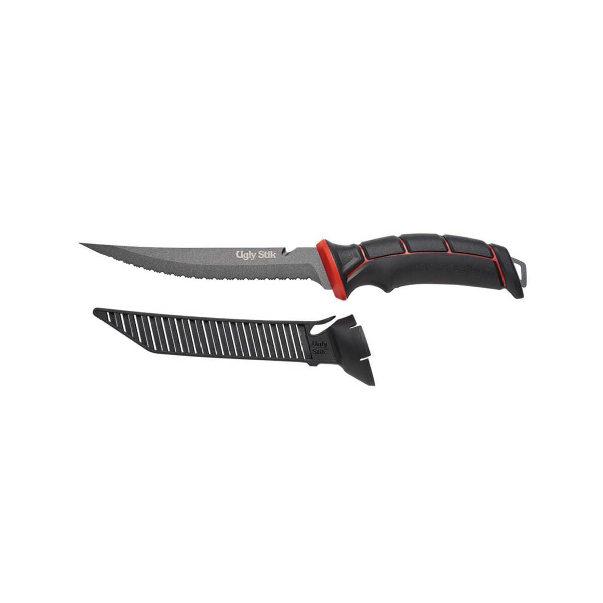 Ugly Stik Ugly Tools Serrated Knife Fishing Tool - Black/Red, 7in - Black/Red Ugly Stik Ugly Tools Serrated Knife Fishing Tool - Black/Red, 7in - Black/Red