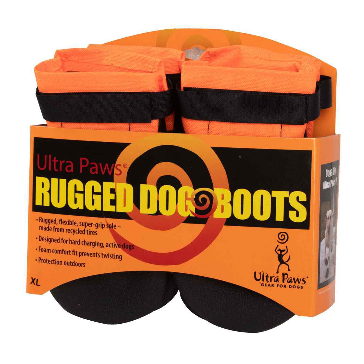 Ultra Paws Rugged Orange Dog Boots - XL - Orange/Black X-Large Ultra Paws Rugged Orange Dog Boots - XL - Orange/Black X-Large