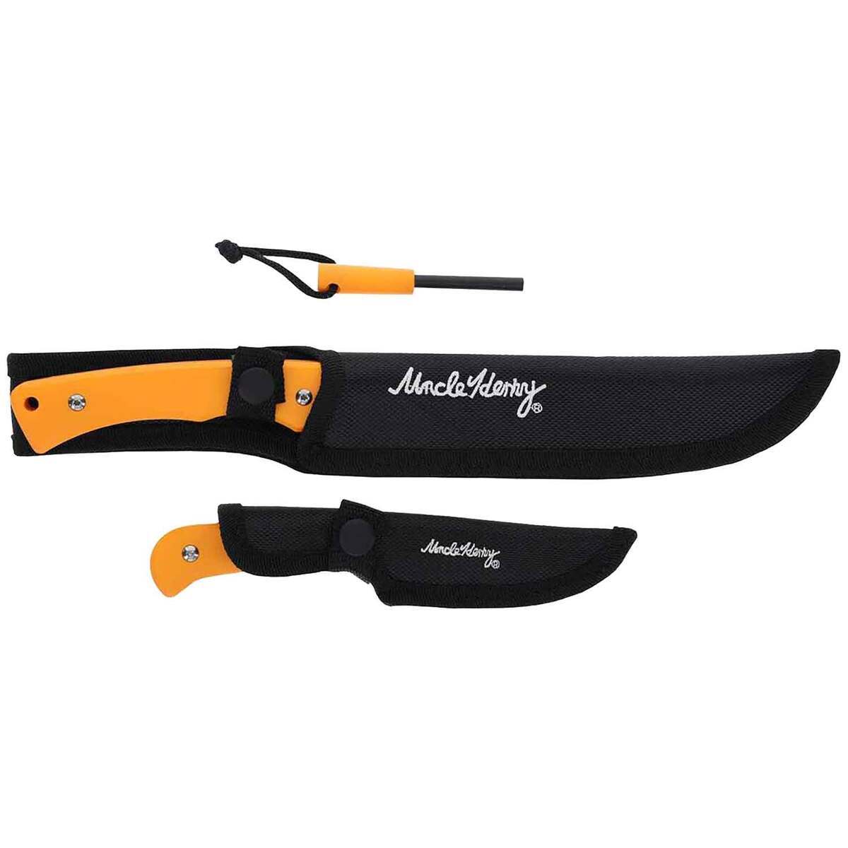 Uncle Henry 2 Piece Bowie/Skinner/Fire Starter Knife Set - Orange - Orange Uncle Henry 2 Piece Bowie/Skinner/Fire Starter Knife Set - Orange - Orange
