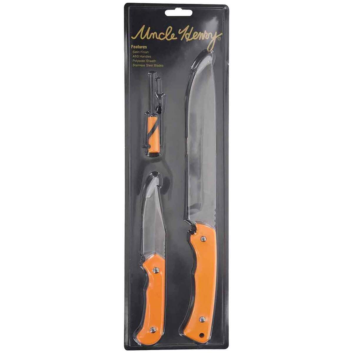 Uncle Henry 2 Piece Bowie/Skinner/Fire Starter Knife Set - Orange - Orange Uncle Henry 2 Piece Bowie/Skinner/Fire Starter Knife Set - Orange - Orange