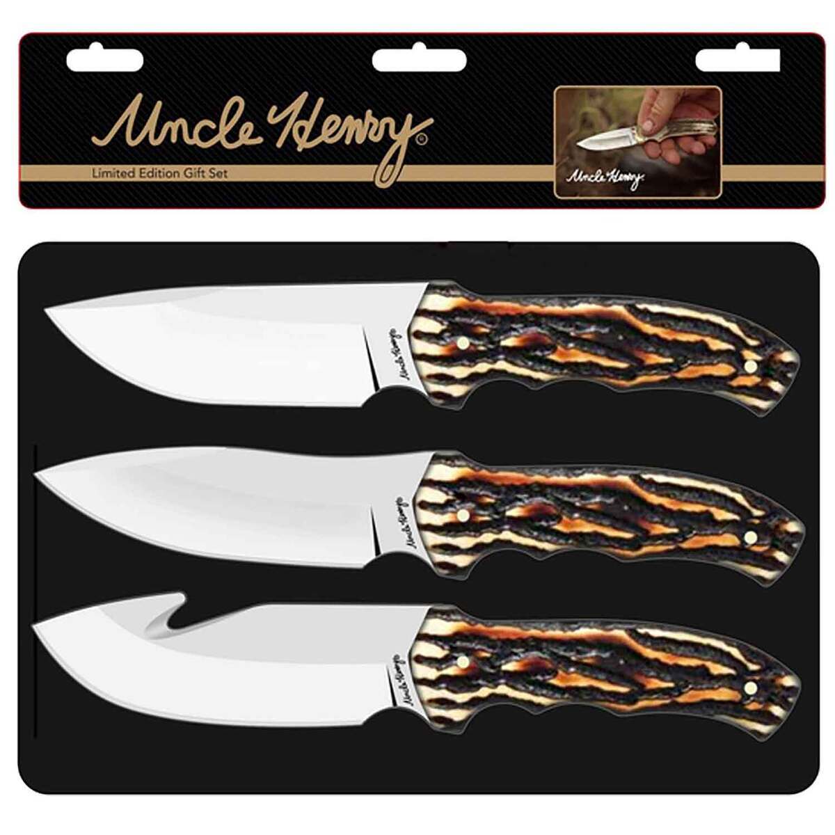 Uncle Henry 3 Piece Gift Tin Knife Set - Brown Uncle Henry 3 Piece Gift Tin Knife Set - Brown