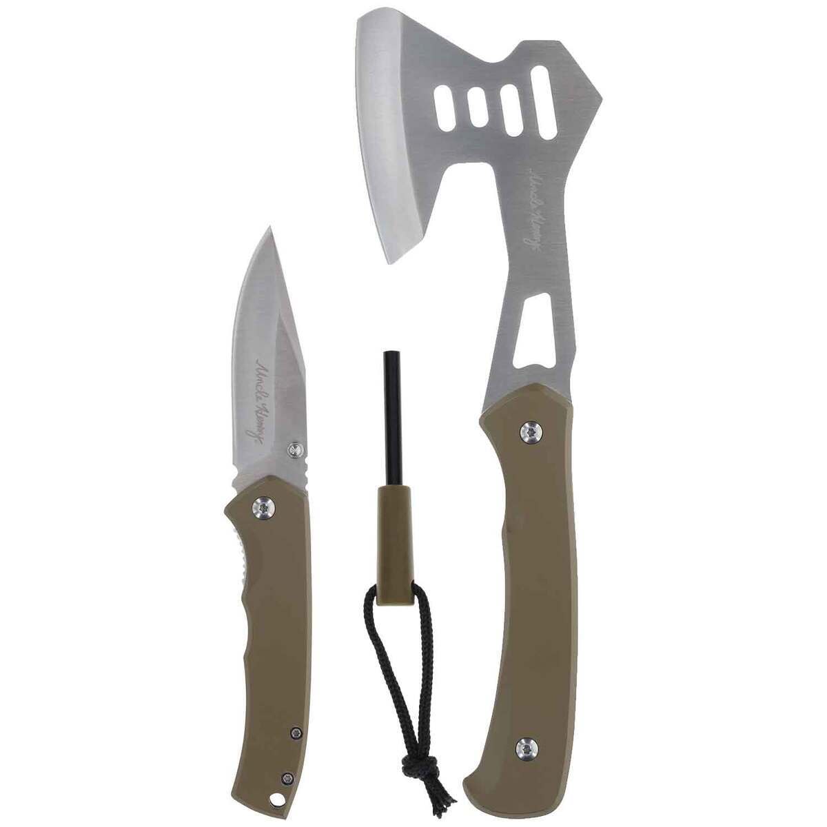 Uncle Henry Axe and Knife Combo with Fire Starter - OD Green Uncle Henry Axe and Knife Combo with Fire Starter - OD Green