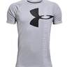 Under Armour Boys' Tech Split Logo Hybrid Short Sleeve Casual Shirt - Mod Gray/Black - XL - Mod Gray/Black XL