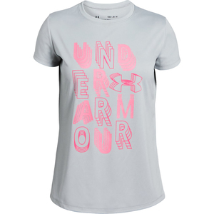 Under Armour Girls' Linear Wordmark Graphic Short Sleeve Shirt
