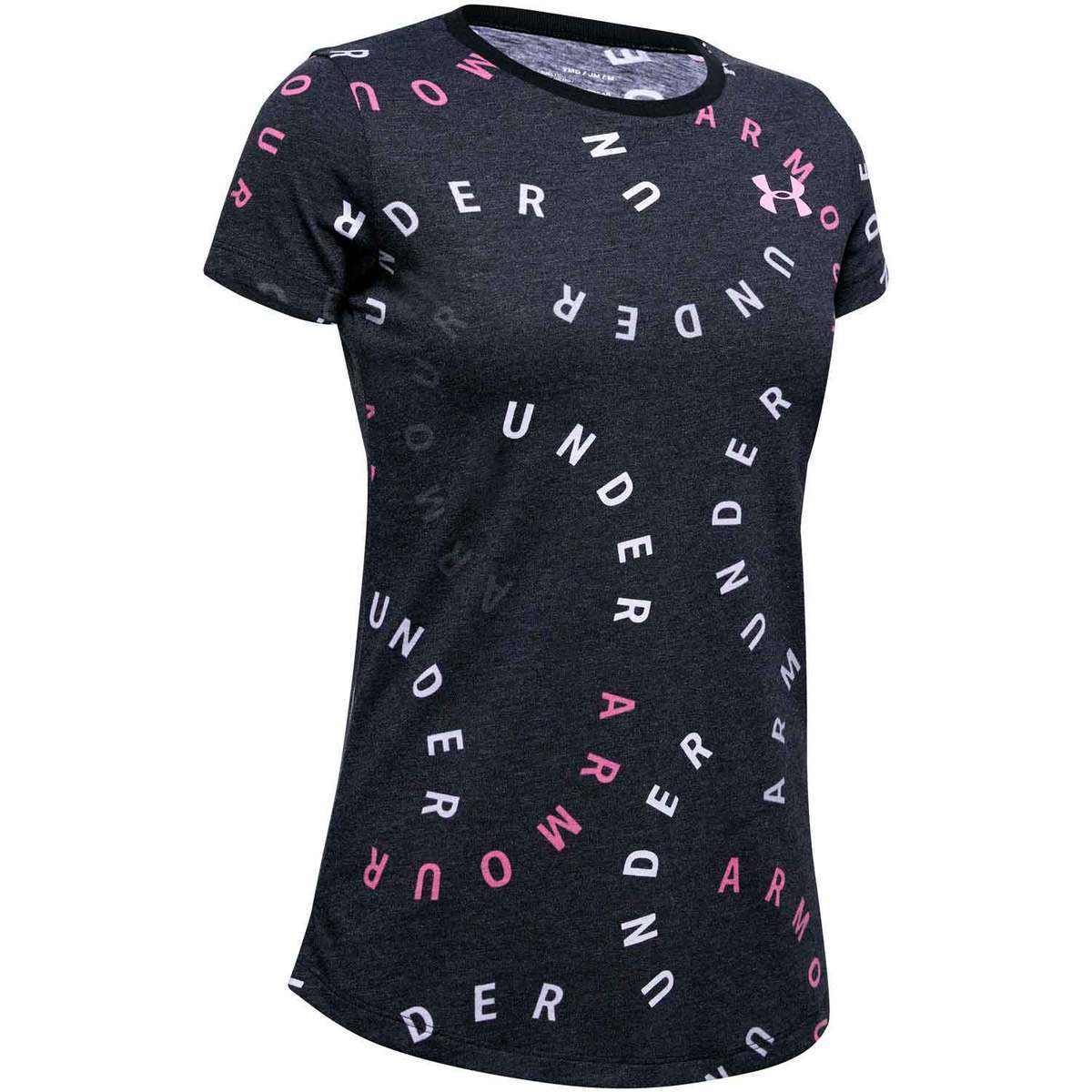 Under Armour Girls' Printed Wordmark Short Sleeve Shirt - Black - M - Black M Under Armour Girls' Printed Wordmark Short Sleeve Shirt - Black - M - Black M