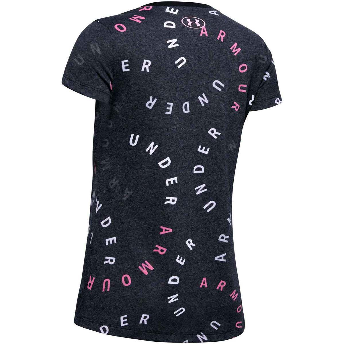 Under Armour Girls' Printed Wordmark Short Sleeve Shirt - Black - M - Black M Under Armour Girls' Printed Wordmark Short Sleeve Shirt - Black - M - Black M