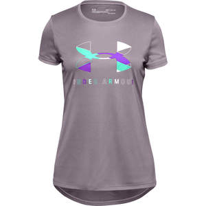 Under Armour Girls' Tech Big Logo Short Sleeve Shirt - Purple - XL