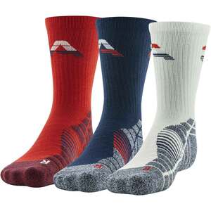 Under Armour Men's Elevated Performance 3-Pack Crew Casual Socks - Red/Midnight Navy/White - L