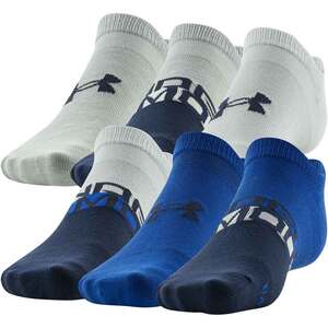 Under Armour Men's Essential Lite No Show 6-Pack Casual Socks - Royal/Midnight Navy/Gray - Large