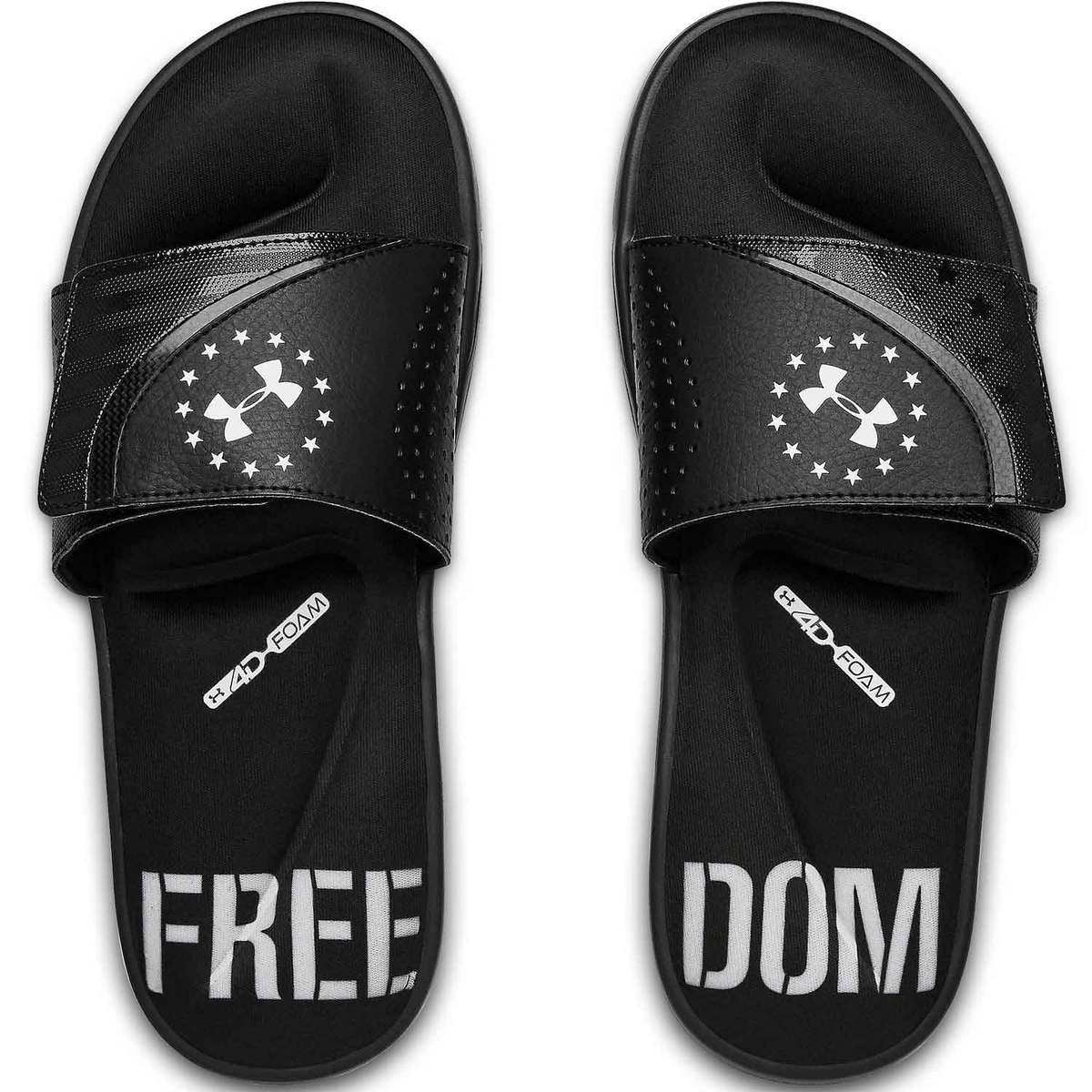 Under Armour Mens UA Ignite Freedom Slides 2 Black Adjustable