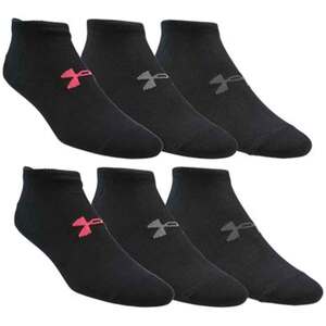 Under Armour Women's Essential 6 Pack Casual Socks - Black/Cerise - M