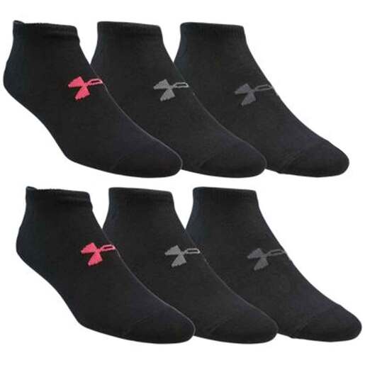 Under Armour Women's Essential 6 Pack Casual Socks - Black/Cerise M