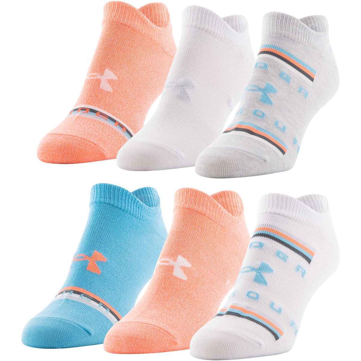 Under Armour Women's Essential 6 Pack Casual Socks - White Electric Tangerine - M - White Electric Tangerine M Under Armour Women's Essential 6 Pack Casual Socks - White Electric Tangerine - M - White Electric Tangerine M
