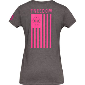 Under Armour Women's Freedom Flag Short Sleeve Shirt - Charcoal Medium Heather - M