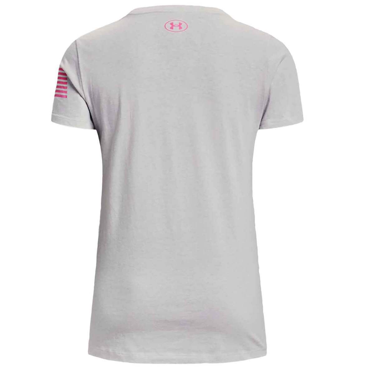Under Armour Women's Freedom Logo Short Sleeve Casual Shirt - Halo Gray/Pink Edge - L - Halo Gray/Pink Edge L Under Armour Women's Freedom Logo Short Sleeve Casual Shirt - Halo Gray/Pink Edge - L - Halo Gray/Pink Edge L
