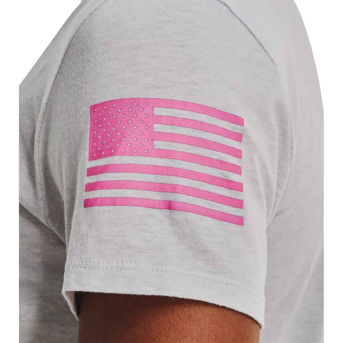 Under Armour Women's Freedom Logo Short Sleeve Casual Shirt - Halo Gray/Pink Edge - L - Halo Gray/Pink Edge L Under Armour Women's Freedom Logo Short Sleeve Casual Shirt - Halo Gray/Pink Edge - L - Halo Gray/Pink Edge L