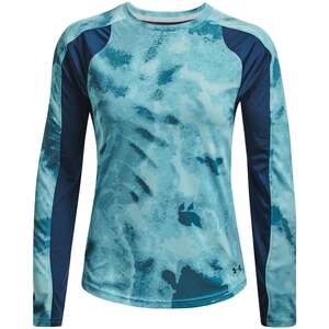 Under Armour Women's Iso-Chill Shore Break Print Long Sleeve Casual Shirt - Deep Sea - XXL