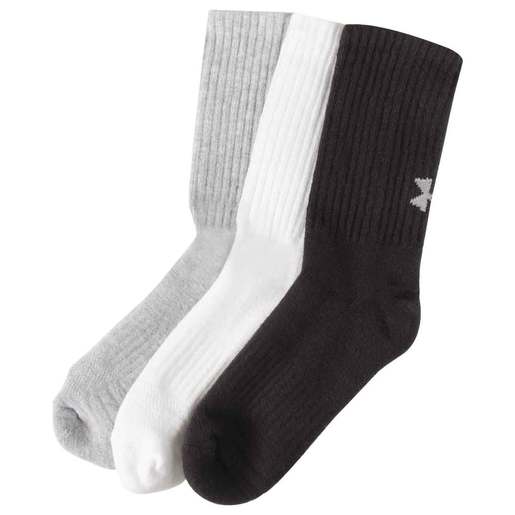Under Armour Youth Training Crew 6 Pack Casual Socks - White/Gray/Black M