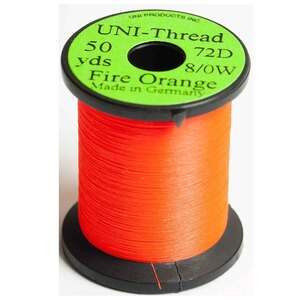 UNI-Thread Fly Tying Thread - Fire Orange, 8/0, 50yds