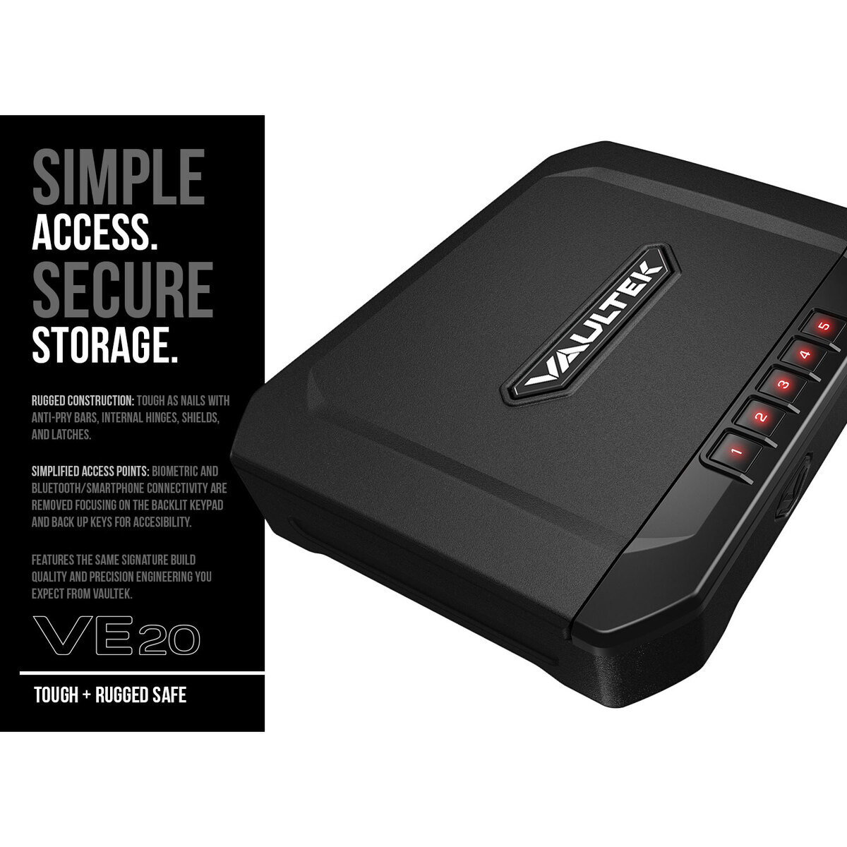 Vaultek VT20 Essential 2 Gun Pistol Vault - Black - Black Vaultek VT20 Essential 2 Gun Pistol Vault - Black - Black