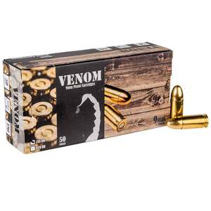Venom 9mm Luger 115gr FMJ Handgun Ammo - 50 Rounds