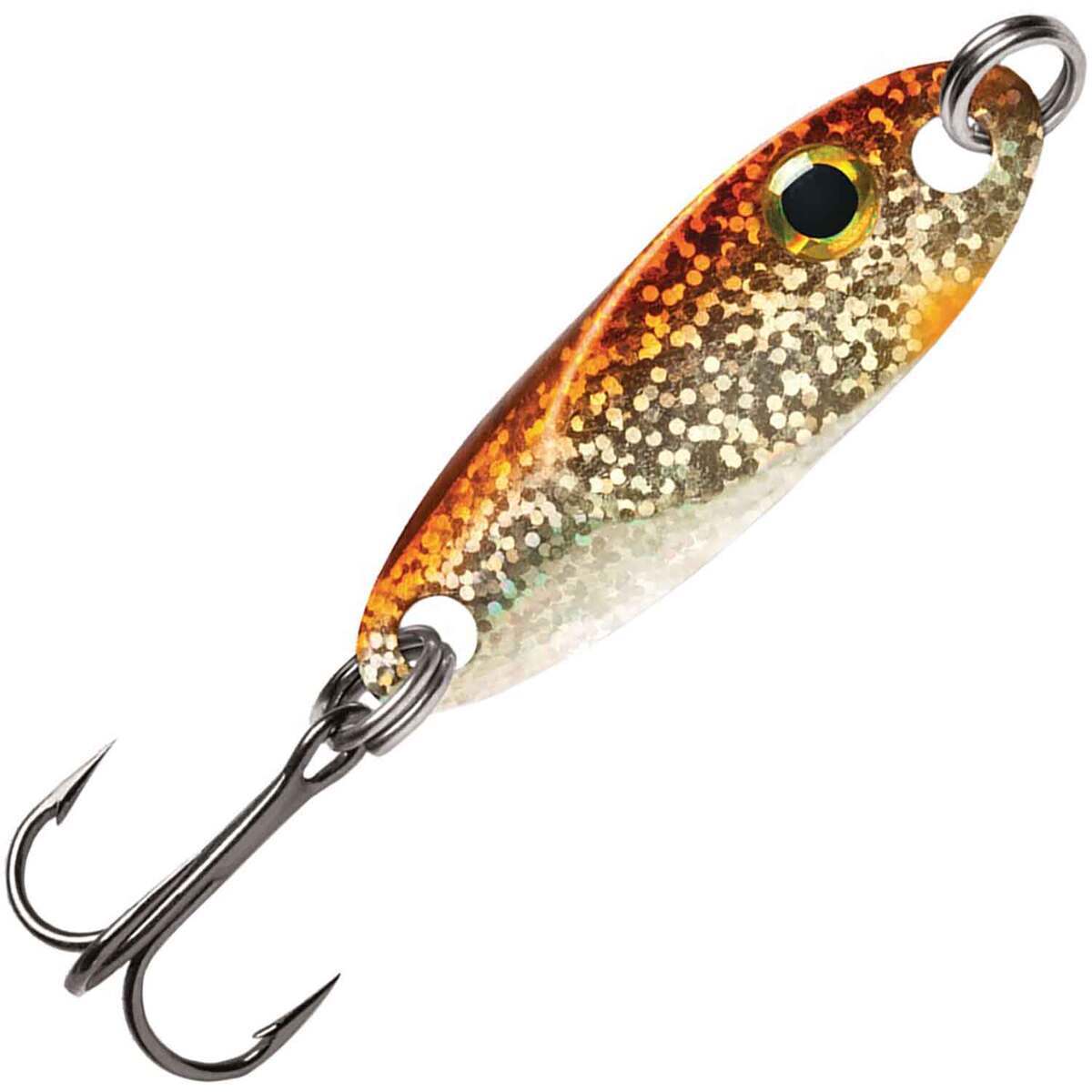 Clam Pinhead Pro Jigging Minnow - 1/32oz Size 16, Gold/Red Holo, Slab Spoon For Panfish