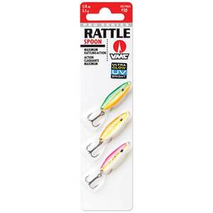 VMC Rattle Spoon Ice Fishing Lure Kit - Glow UV, 1/16oz, 1in