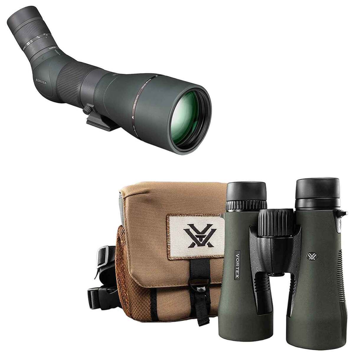 , Vortex Razor HD 27-60x85 Angled Spotting Scope & Diamondback HD 12x50 ...