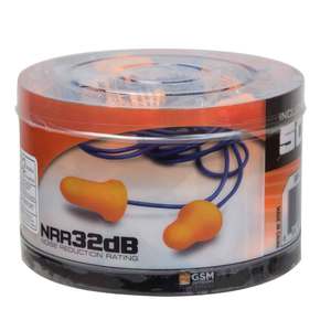 Walker's 50 Pair Corded Plug Passive Earplugs - Orange