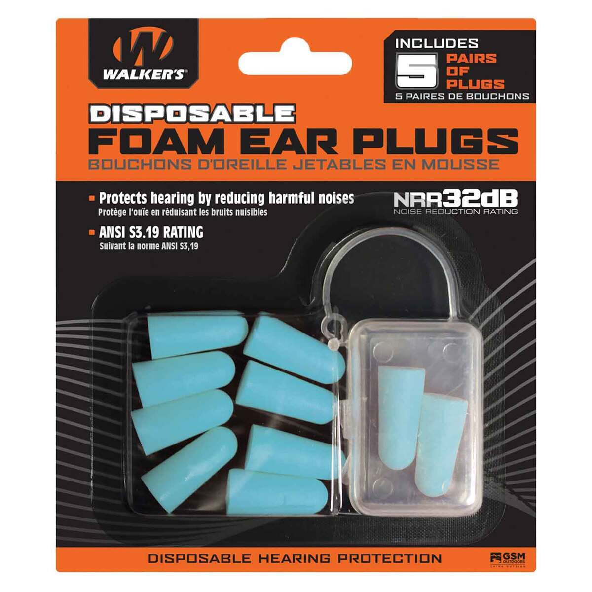 Walker's Disposable Foam Passive Earplugs - Blue - Blue Walker's Disposable Foam Passive Earplugs - Blue - Blue