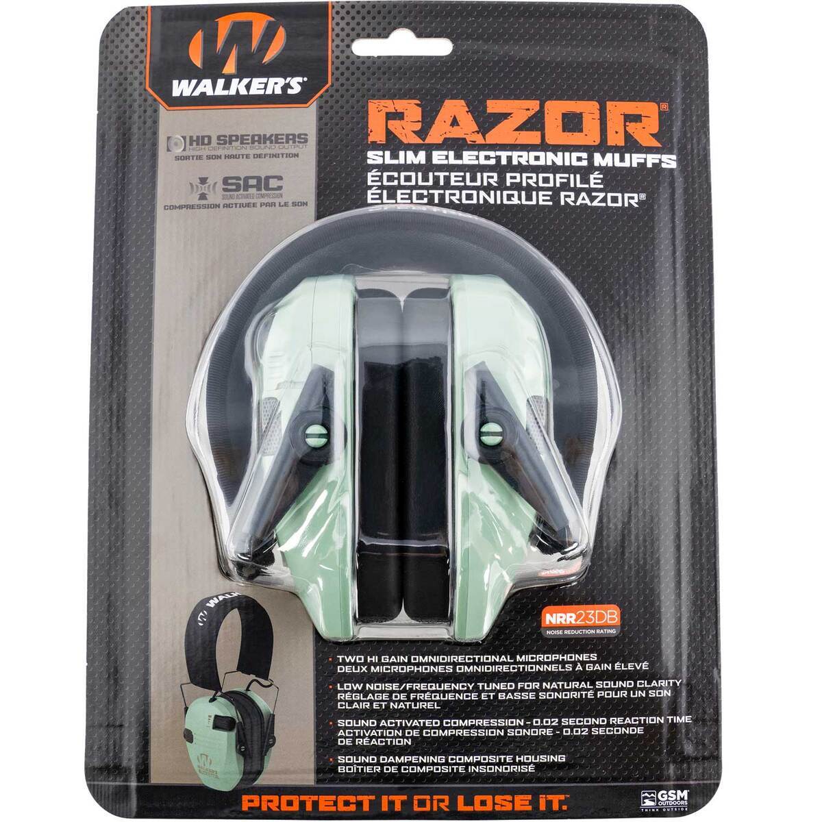 Walker's Razor Slim Electronic Earmuffs - Sage Green | Sportsman's ...