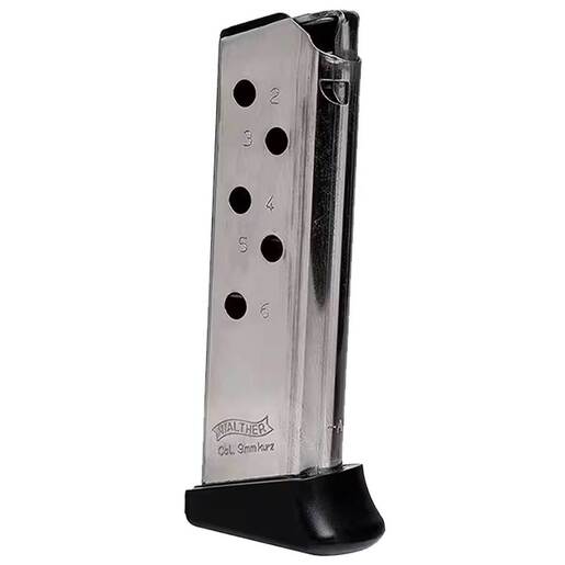 Walther 2246010 Nickel PPK 380 Auto (ACP) Handgun Magazine – 6 Rounds