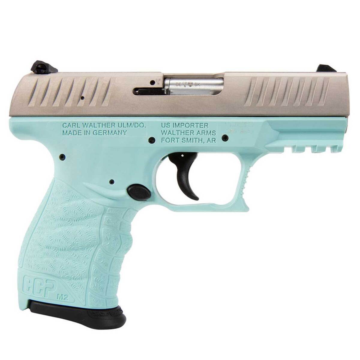 Walther CCP M2 380 Auto (ACP) 3.54in Angel Blue/Stainless Pistol - 8+1 Rounds - Angel Blue/Stainless Walther CCP M2 380 Auto (ACP) 3.54in Angel Blue/Stainless Pistol - 8+1 Rounds - Angel Blue/Stainless