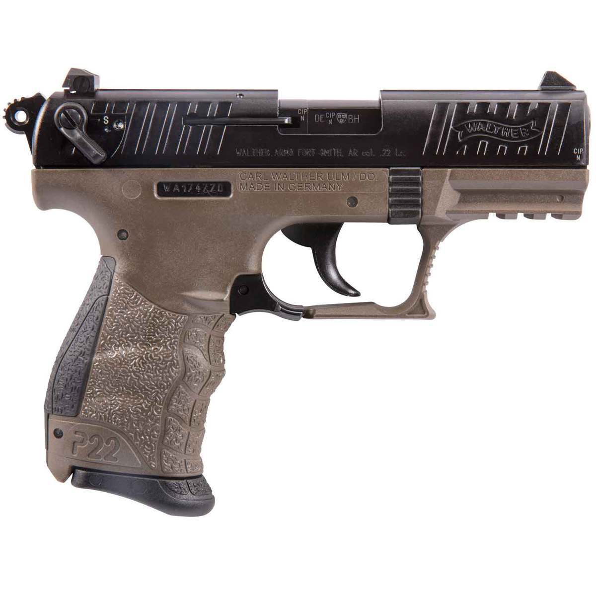 Walther P22 22 Long Rifle 3.42in Black/FDE Pistol - 10+1 Rounds - California Compliant Walther P22 22 Long Rifle 3.42in Black/FDE Pistol - 10+1 Rounds - California Compliant